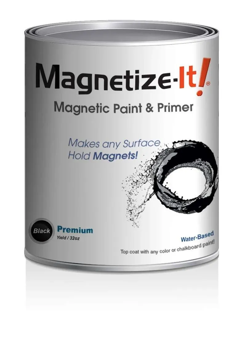 Magnetize-It! Magnetic Paint and Primer- Premium Yield 32oz Water-based Low Odor Black Magnetic Paint (1-quart) | MIPYD-1554