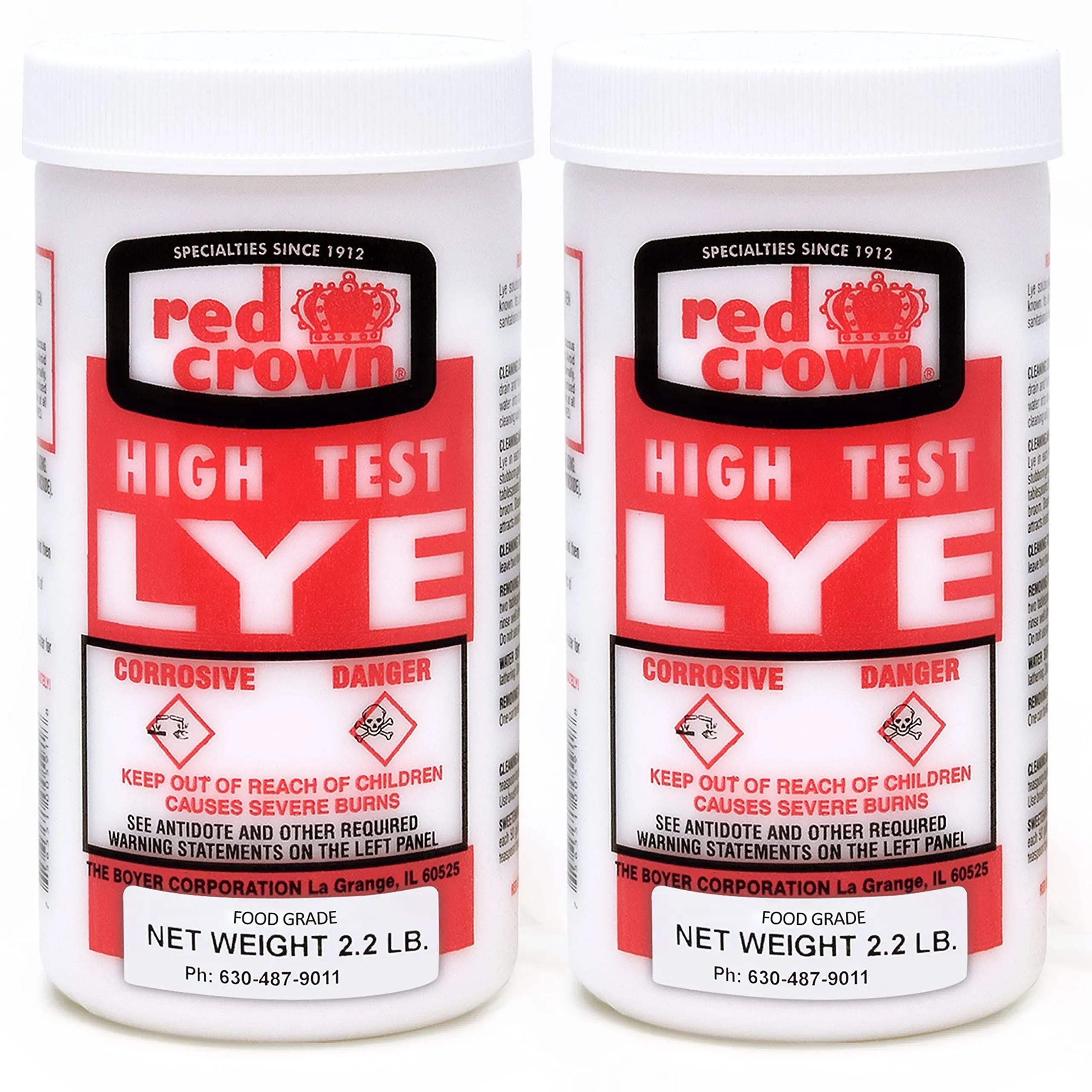 KOFOT The Boyer Lye for Soap Making, Sodium Hydroxide Pure High Test Lye Food Grade, Caustic Soda, Drain Cleaner and Clog Remover, 2 Pack 2.2 lbs