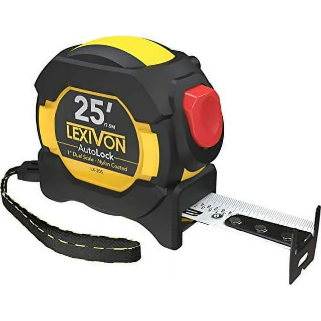 LEXIVON 4-Pack 25Ft/7.5m AutoLock Tape Measure | 1-Inch Wide Blade with Nylon