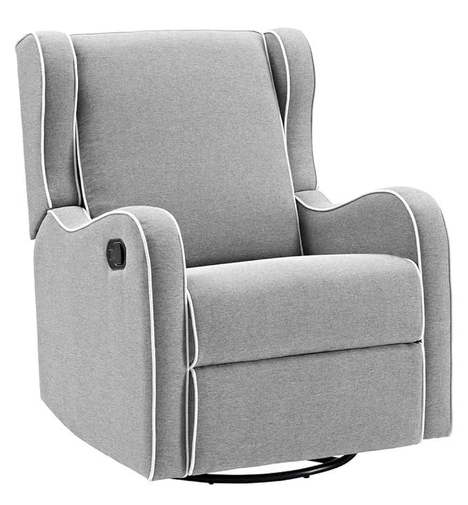 Angel Line Rebecca Upholstered Swivel Gliding Recliner, Gray Fabric