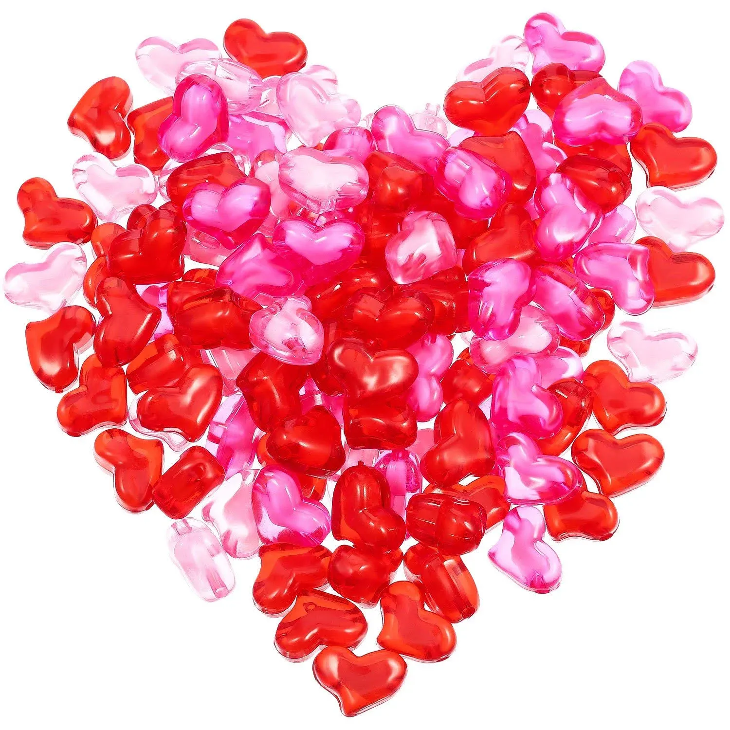 Bememo 3 Colors Acrylic Heart 0.55 LB About 122 Pieces for Table Scatter Deco...