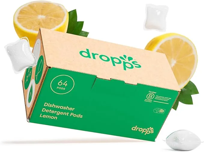 Dropps Dishwasher Detergent Pods 64 Loads / Lemon