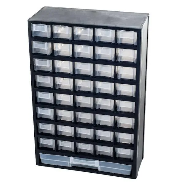 Stalwart 41-Compartment Hardware Storage Box, Black