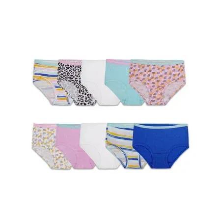 Fruit of The Loom Girls 10 Pack Assorted Cotton Brief