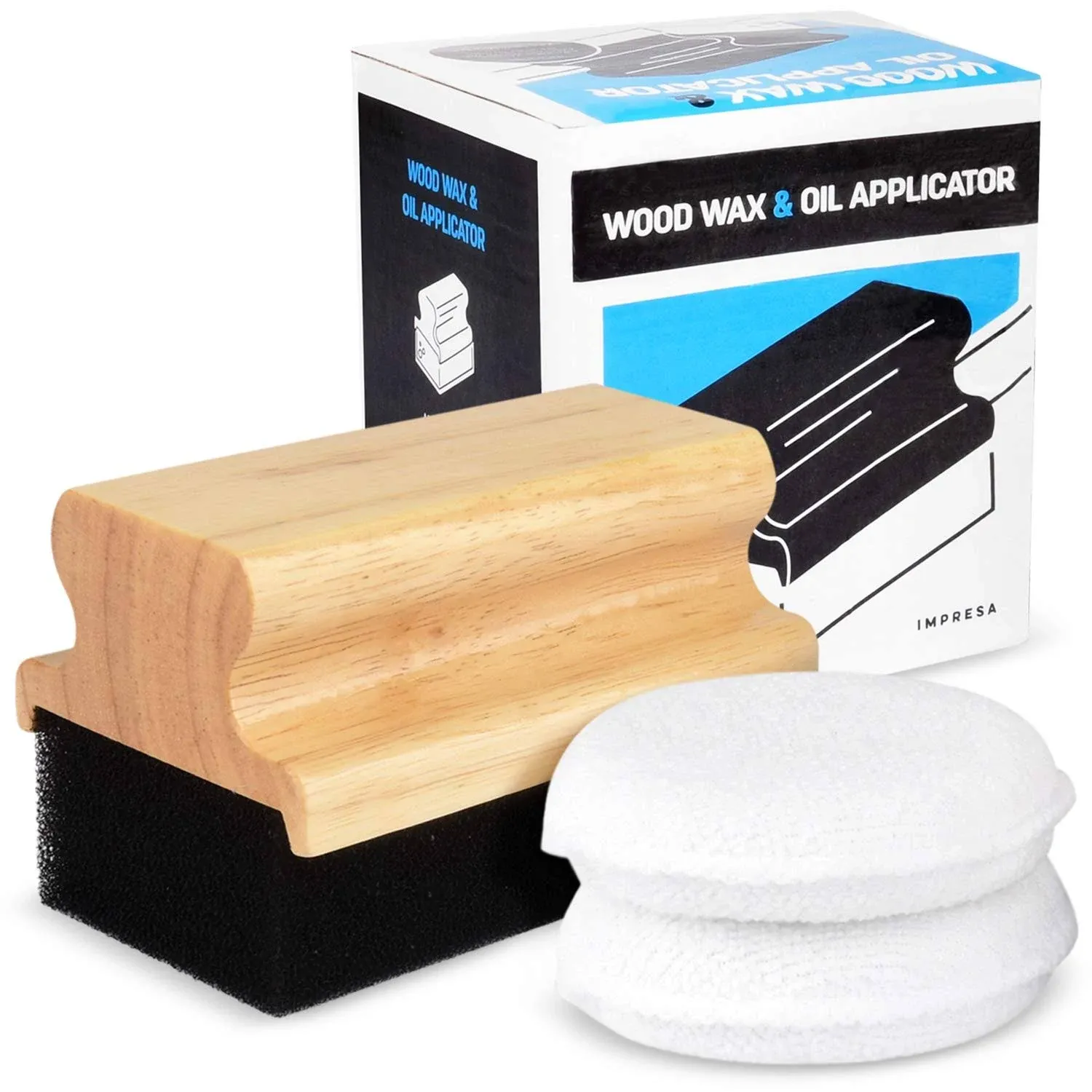 Oil &amp; Wax Large Block Applicator with 2 Microfiber Buffing Pads, for Applying Cu