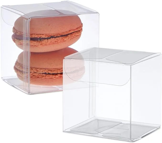 Juvale 100 Pack 2x2x2 Clear Plastic Favor Boxes Bulk for Birthdays, Weddings, Easter, Mother's Day, Gifts, Small Treats and Pastries CubeJuvale 100 Pack 2x2x2 Clear Plastic Favor Boxes Bulk for…