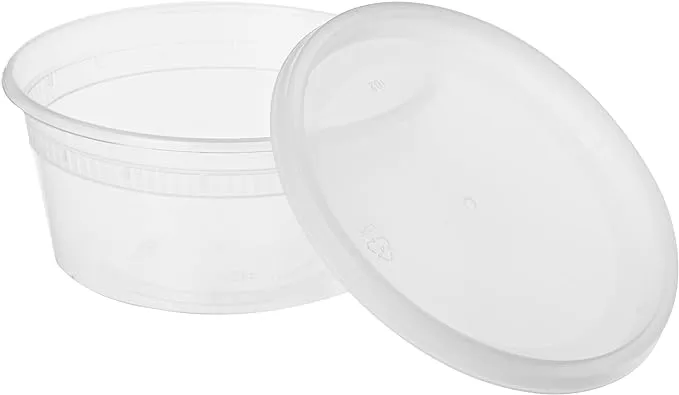 Asporto Microwavable To-Go Container - BPA Free Round Soup Container with Clear Plastic Lid - Catering & Takeout - 12 oz - Clear - Plastic - Disposable - 100ct Box - Restaurantware