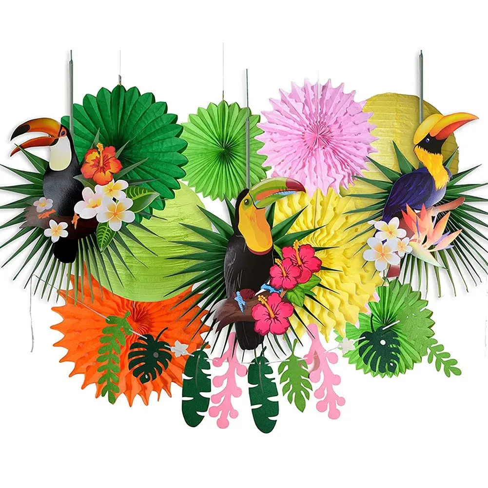 Paper Jazz Tropical Bird Toucan Leave Garland Party Kit to Summer Hawaiian Luau ...