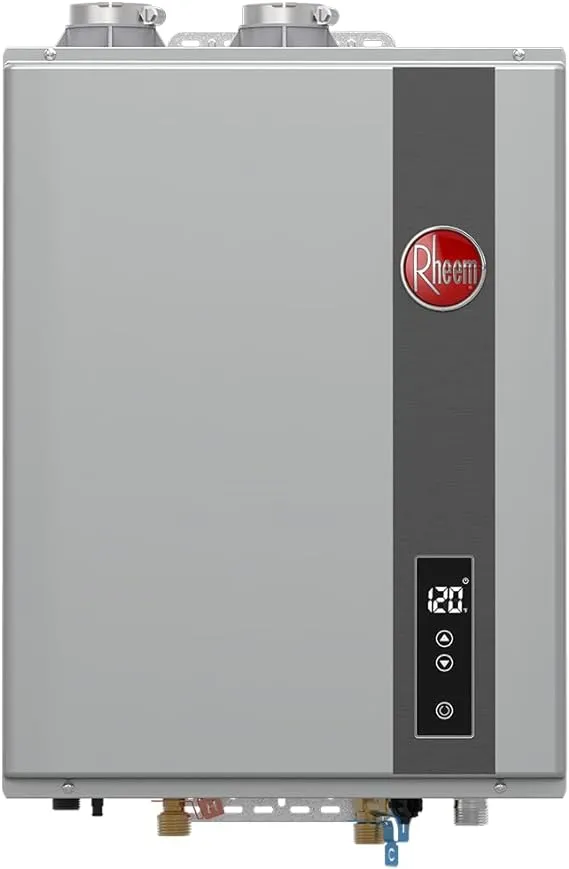 Rheem RTGH-84DVLP-3 Super High Efficiency Condensing Indoor Tankless Liquid Propane Water Heater, 8.4 GPM