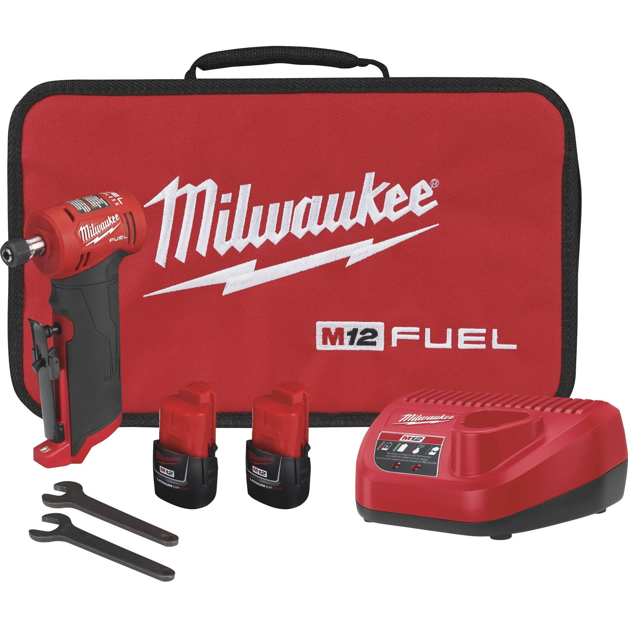 Milwaukee 2485-22 M12 FUEL Lithium-Ion Right Angle Die Grinder Kit (2 Ah)