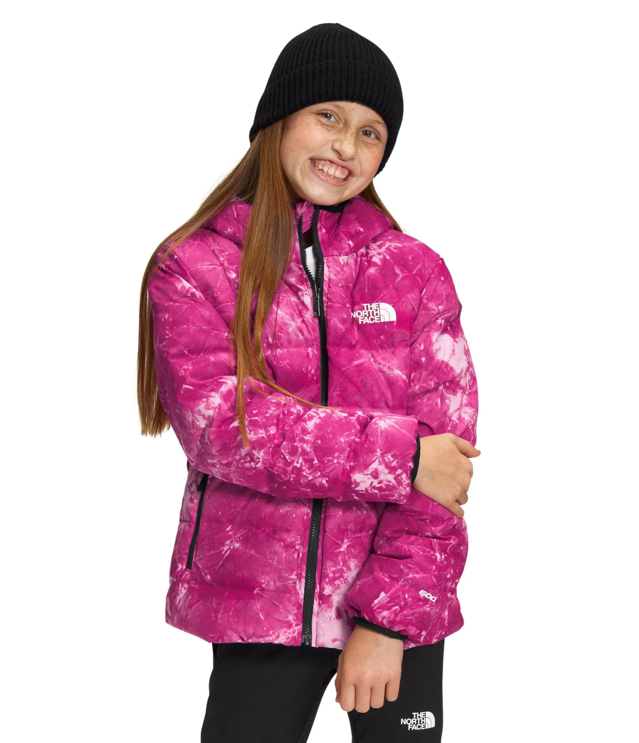 The North Face Girls' Printed Reversible North Down Jacket, Medium, Fuschia Pink