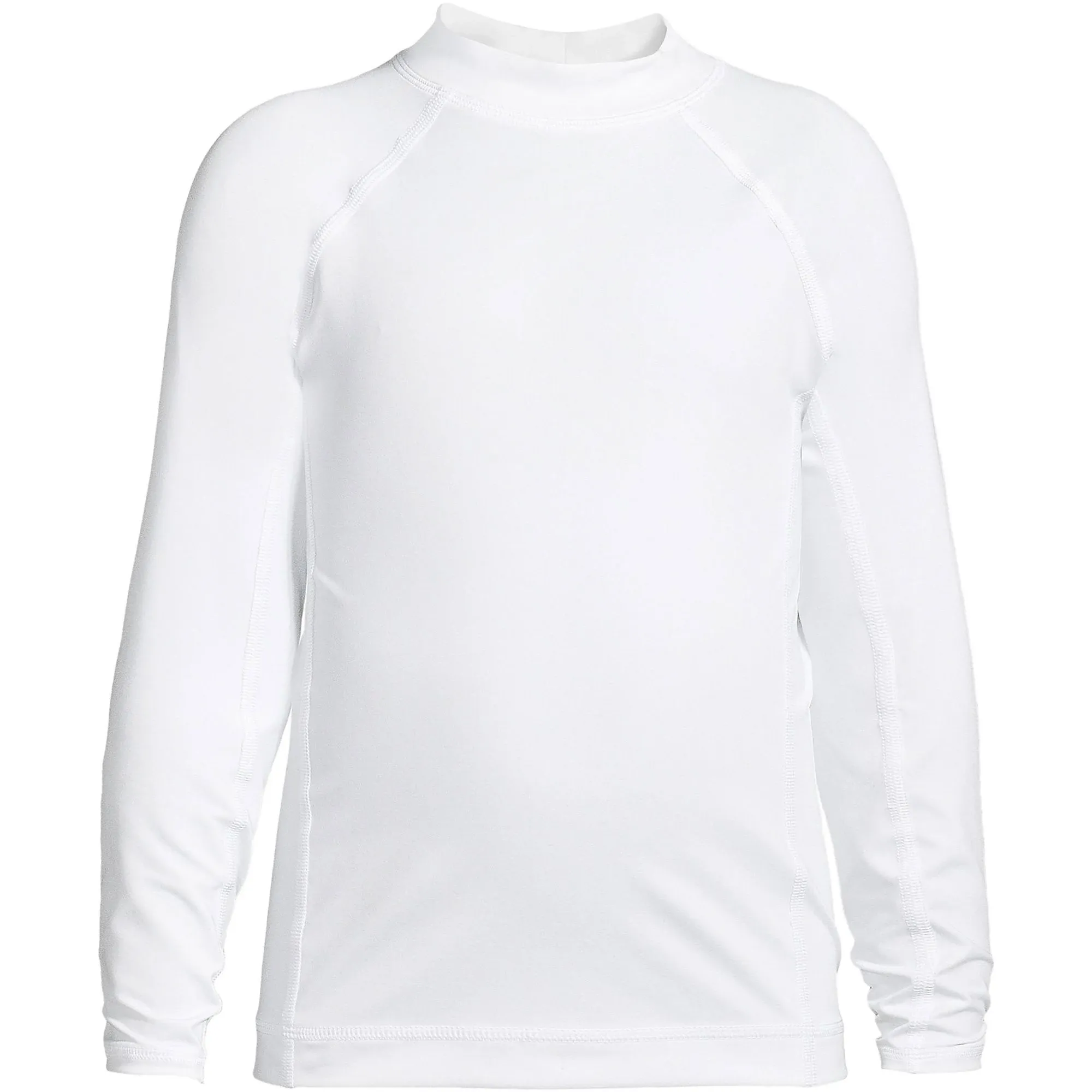 Lands' End Boys Long Sleeve Mock Neck UPF 50 Swim Rash Guard - Xxs - White