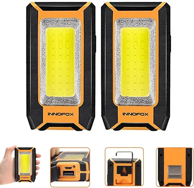 innofox LED Rechargeable Magnetic Work Light 40W 1500Lumens, Hanging Hook 3 Lighting Modes, Job Site Lighting for Car Repairing, Camping, Hunting, and