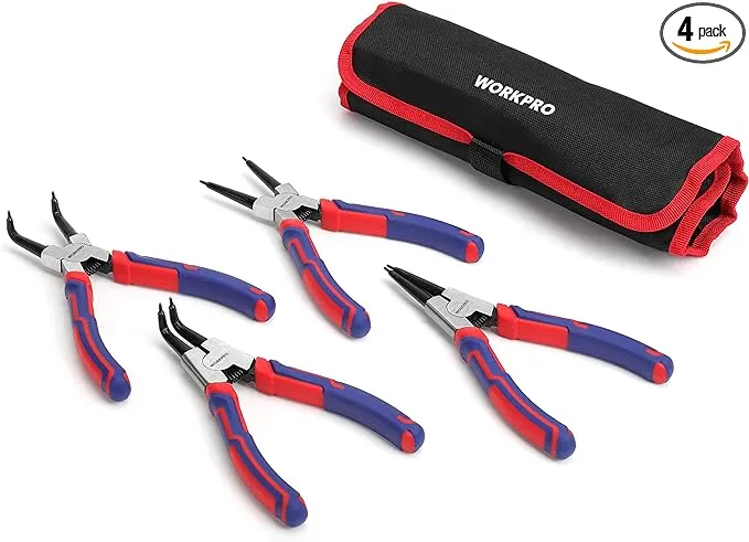 WORKPRO 4-Piece Snap Ring Pliers Set - Heavy Duty 7-Inch