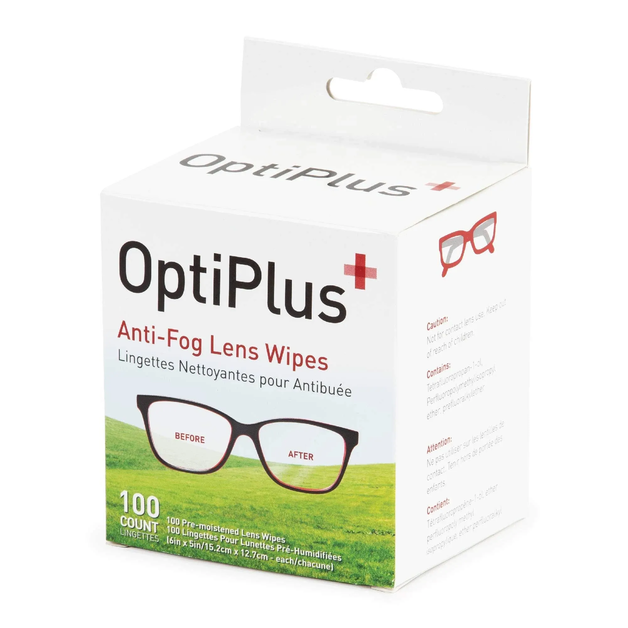 OptiPlus Anti Fog Lens Wipes l Pre-Moistened l Cleaning Wipes for Glasses, Unisex Adult Computer & Laptops/Watch Screens, Smart Phones, Optical Lens, Goggles l Quick-Dry & Scratch-Free l 100 Count