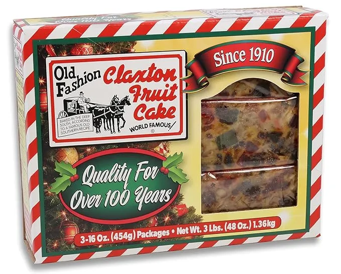 Claxton Fruit Cake - 3-1 Lb. - Holiday Pack - Regular Recipe