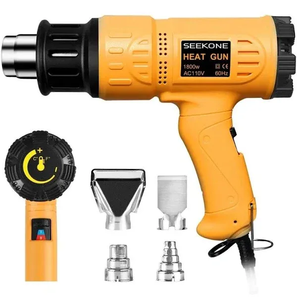 SEEKONE Heat Gun 1800W Heavy Duty Hot Air Gun Kit Variable Temperature Control