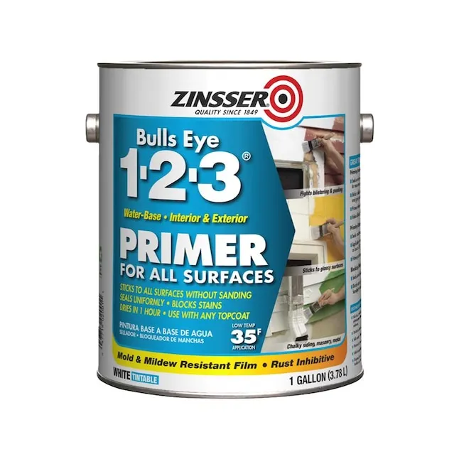 White, Zinsser Bulls Eye Water-Based 1-2-3 For All Surfaces Primer-315830, Quart