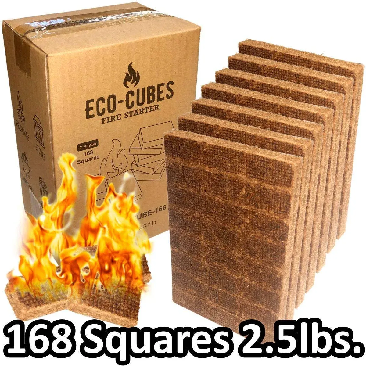 EasyGo Product Eco Cubes - Fire Starter Squares - Great Lighter for Chimney  Charcoal Grill  Fireplace  Campfire  Pellet