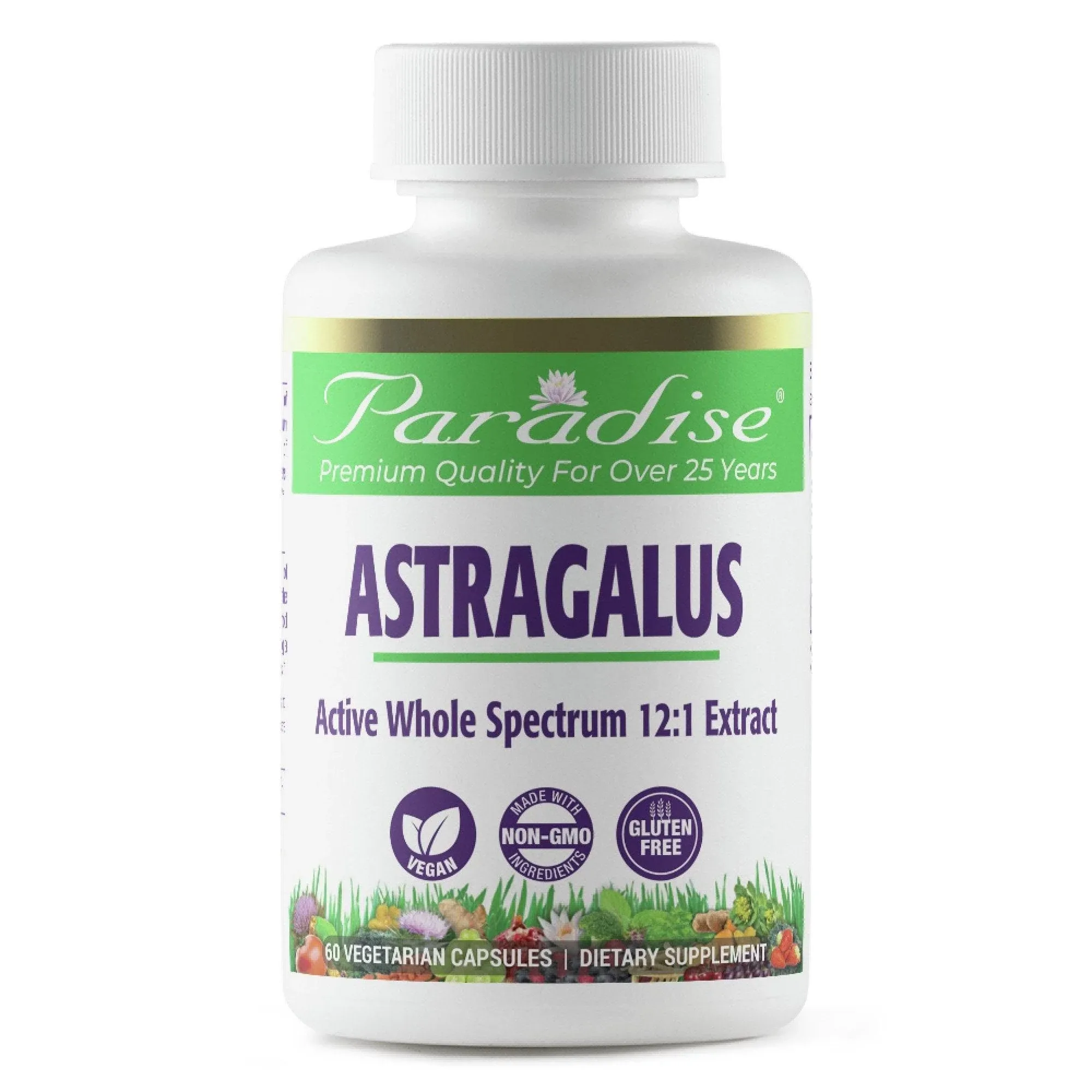 Paradise Herbs - Astragalus - 60 Vegetarian Capsules