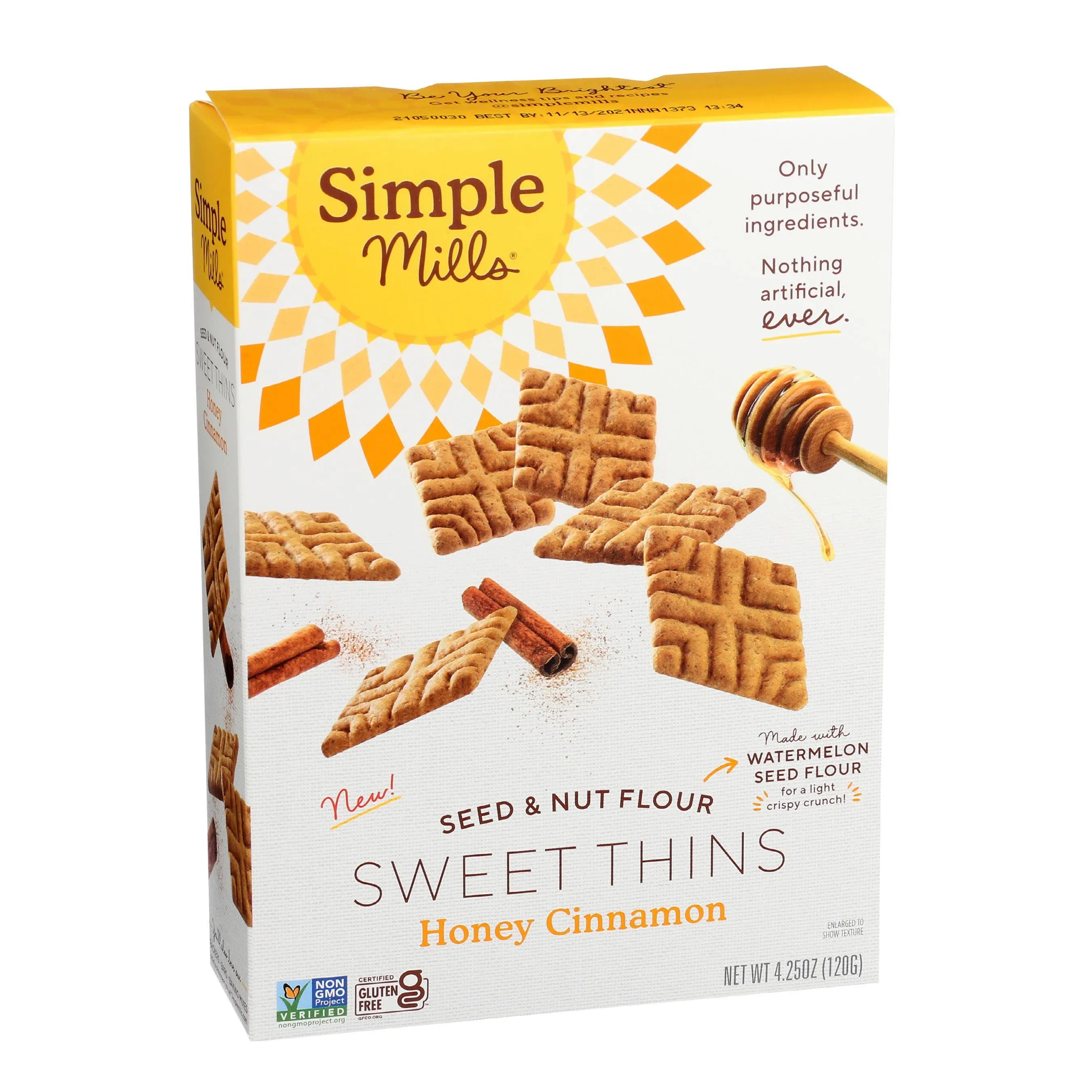 Simple Mills, Pâtes sucrées à la farine de graines et de noix, Miel et cannelle, 120 g