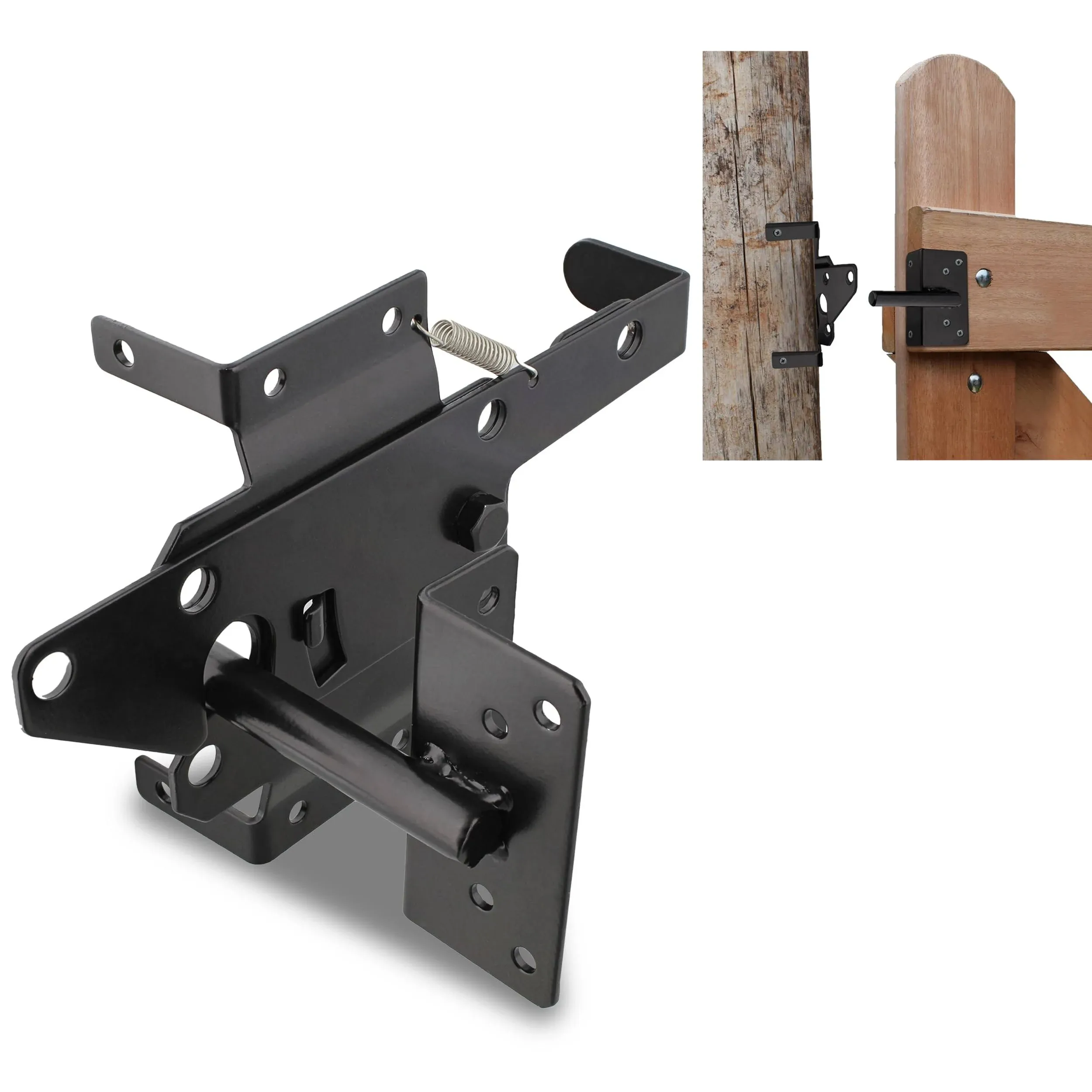 Heavy Duty Self Locking Latch, Black Gravity Gate Latch For Inward and Outwar...