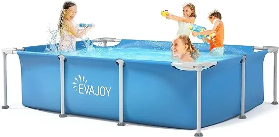 EVAJOY 85in x 23in x 59in Metal Frame Swimming Pool, Outdoor Rectangular Above Ground Pool with Steel Frame, Heavy-Duty PVC, Easy Assembly for Backyard, Garden, Lawn