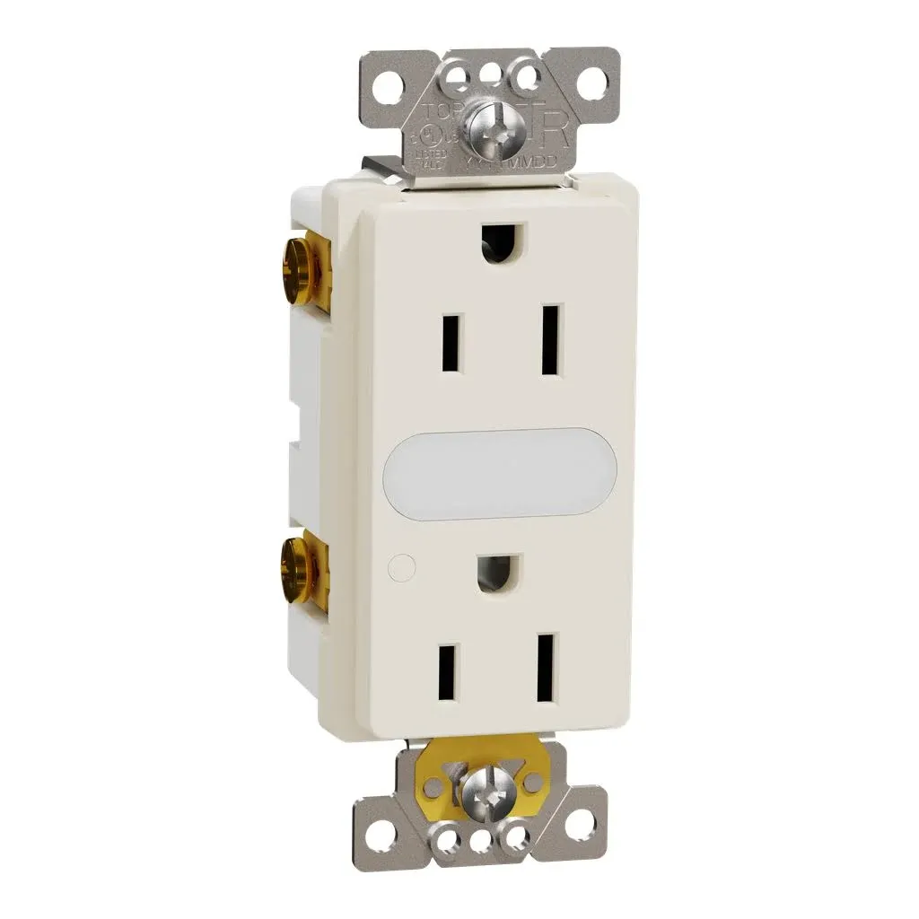 Square D x Series 15-Amp Tamper Resistant Residential Decorator Outlet with Night Light, Matte | SQR57101LA