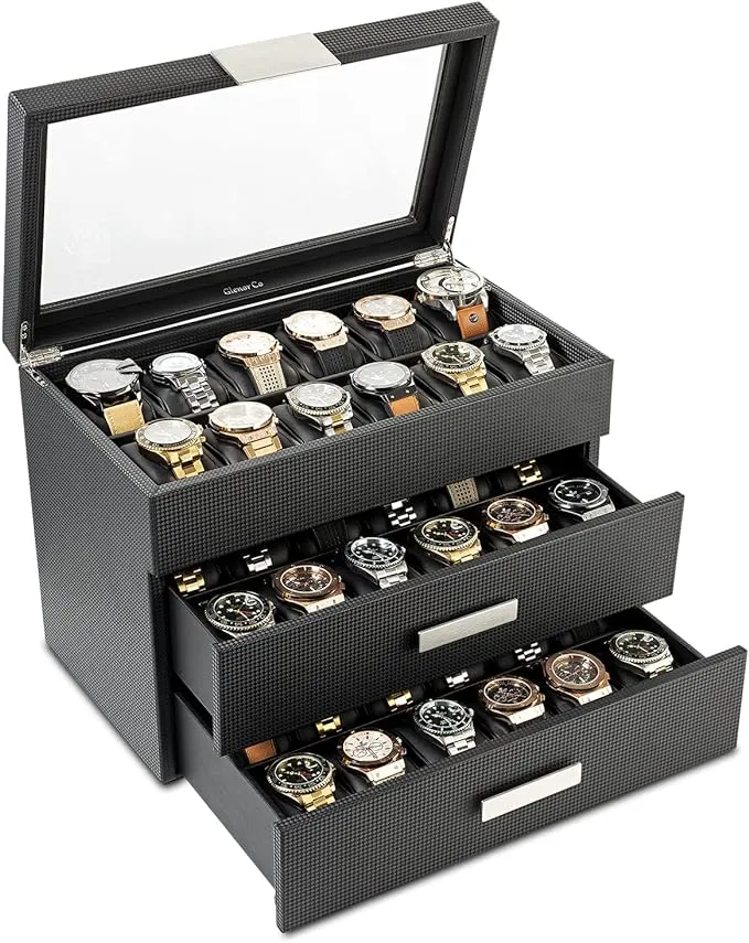 "Men's Watch Organizer Box - 36 Slots"