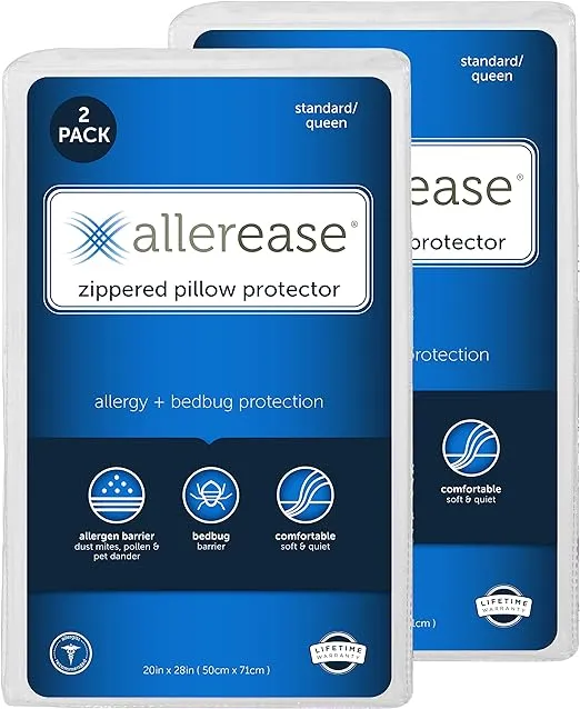 AllerEase Allergy Pillow Protector, King - 4 Pack