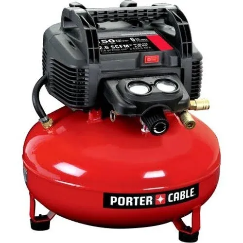 PORTER-CABLE Air Compressor, 6-Gallon, Pancake, Oil-Free (C2002)