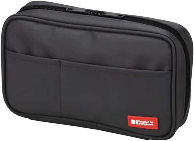 LIHITLAB Zipper Pen Case, 7.9 Ã— 2 Ã— 4.7 Inches, Black (A7551-24)