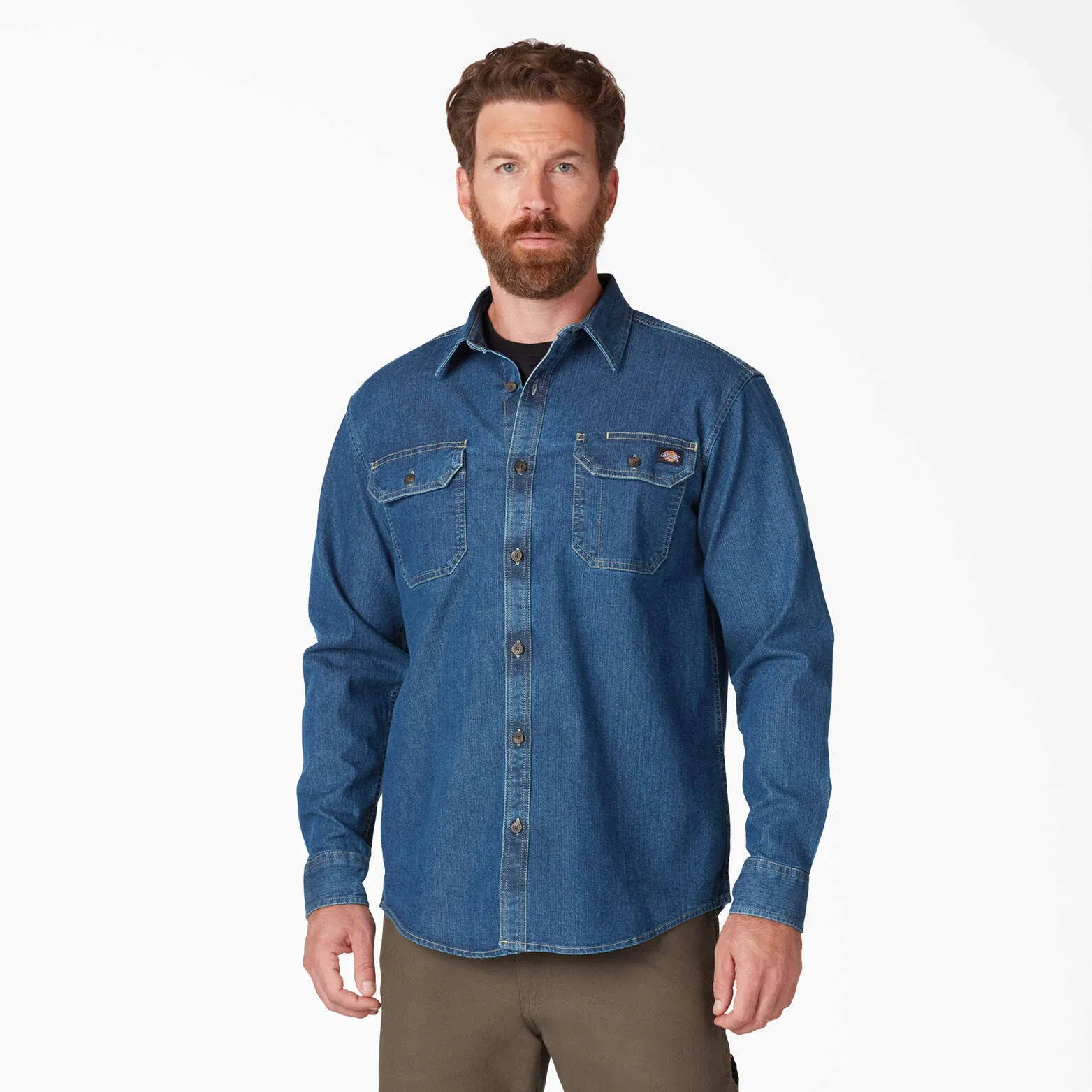 Dickies Men's Flex Denim Long Sleeve Shirt