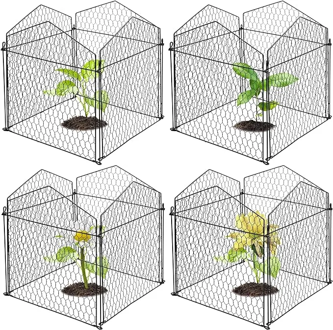 DECOHS 4 Packs Chicken Wire Cloche Plant Protectors from Animals Garden Plant Cage Protector - Wire Plant Protectors to Keep Animals Out