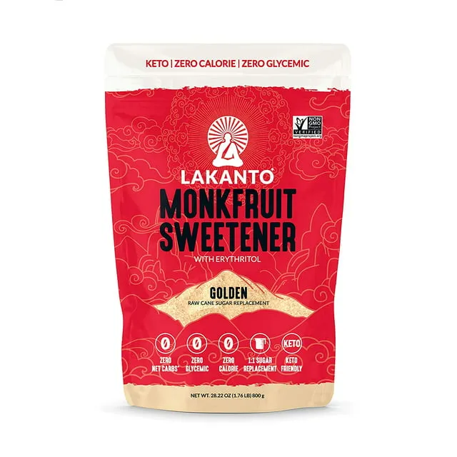 Lakanto Monkfruit Sweetener, Golden - 8.29 oz pouch