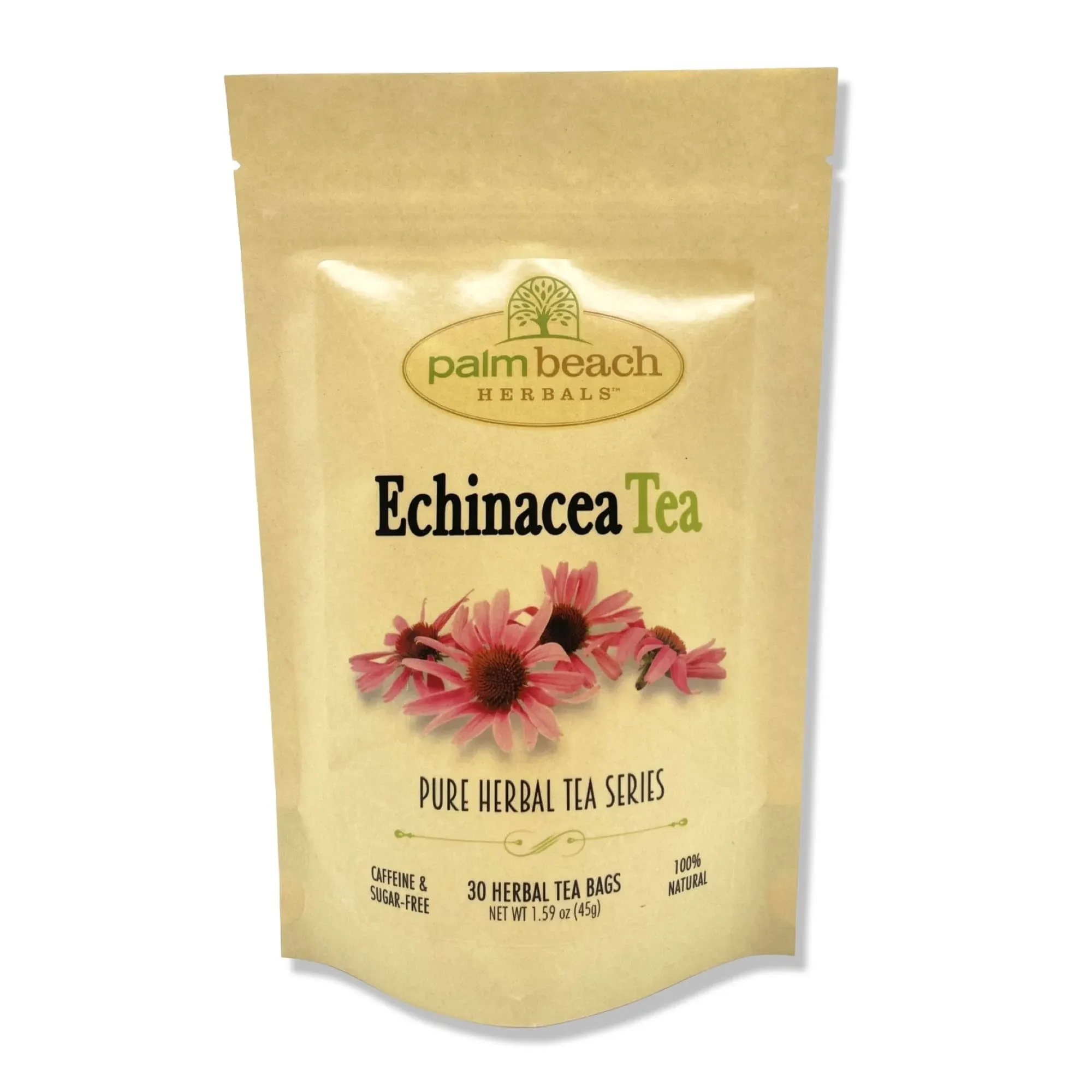 Echinacea Tea - Pure Herbal Tea Series by Palm Beach Herbals (30 Tea Bags) 100% Natural