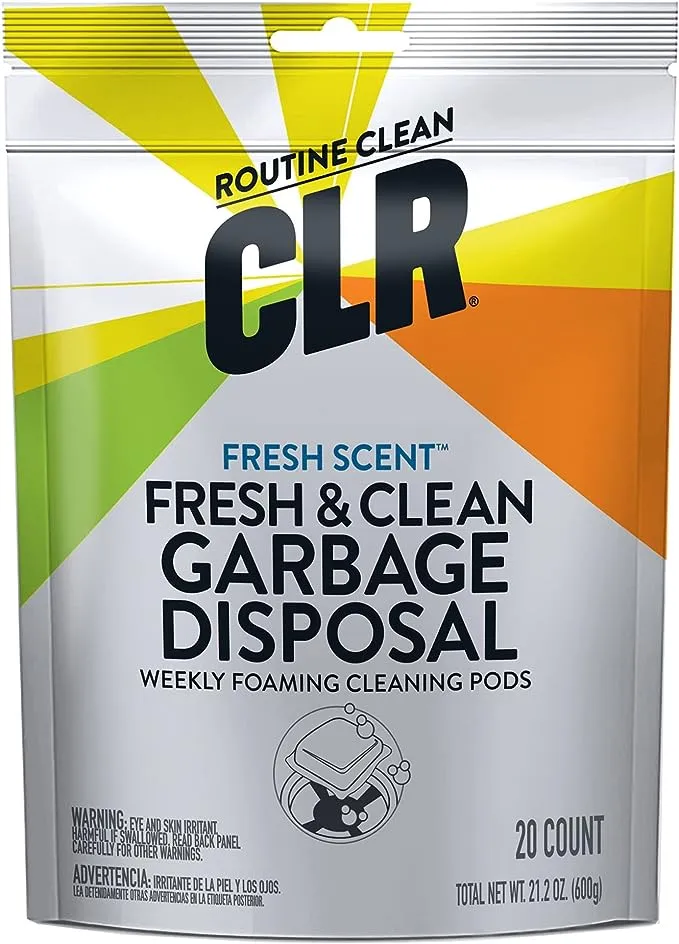 CLR Garbage Disposal Cleaner and Deodorizer Pods, 20 Count, Fresh Scent Foaming Drain Odor Eliminator - 5 Month SupplyCLR Garbage Disposal Cleaner and Deodorizer Pods, 20 Co…