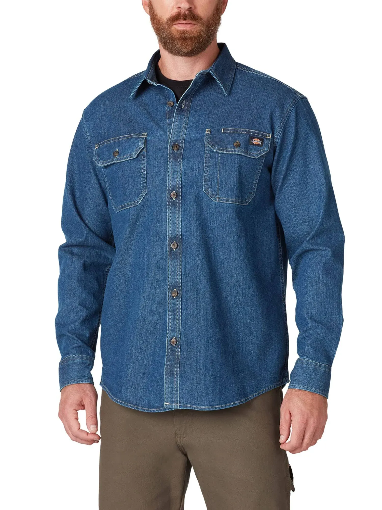 Dickies Men's Flex Denim Long Sleeve Shirt