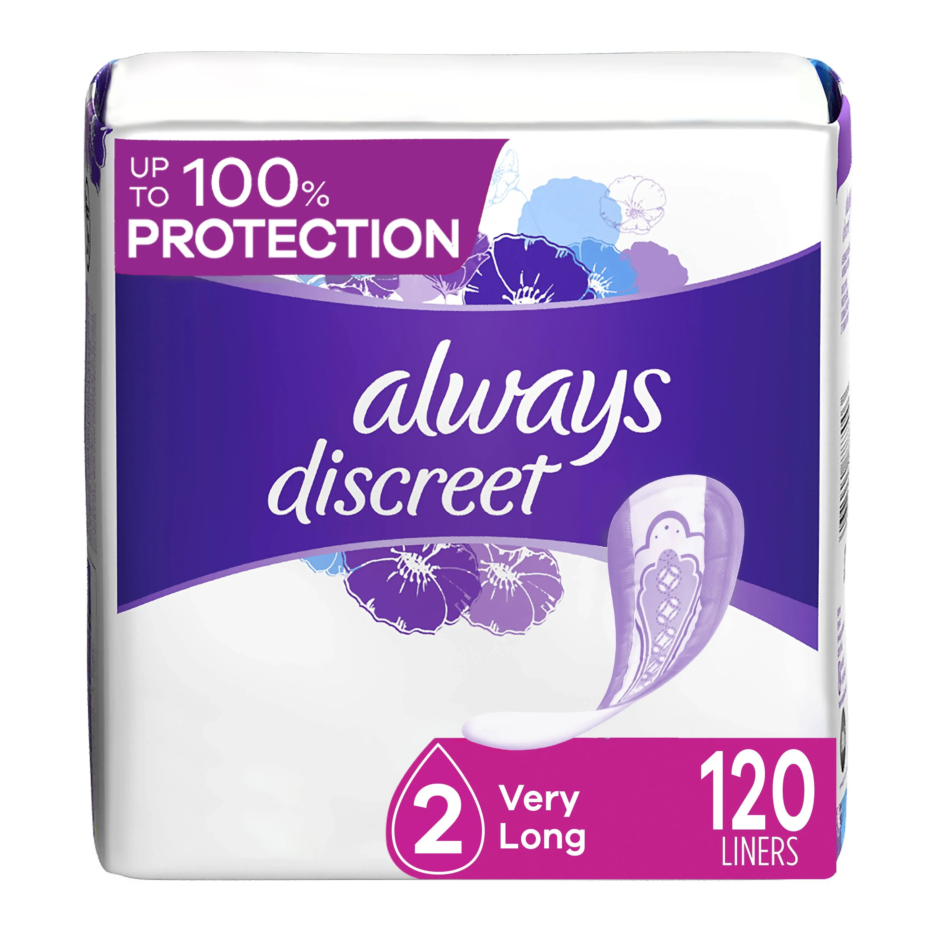 Always Discreet Incontinence Liners, Very Light Absorbency, Regular Length, 120 Ct