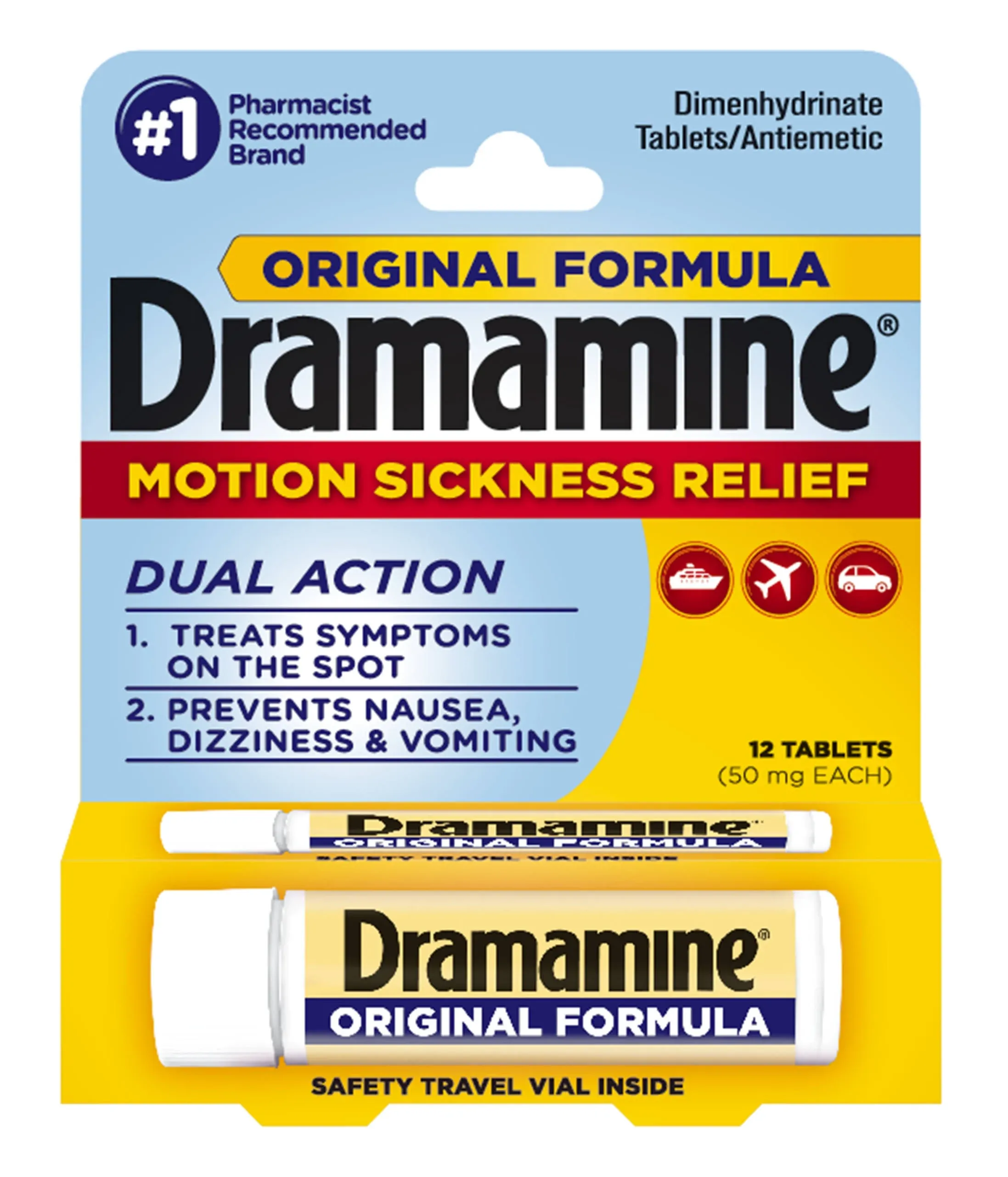 Dramamine Original Formula Motion Sickness Relief Tablets for Nausea, Dizziness & Vomiting - 36ct