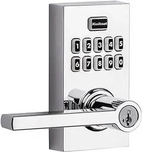 Kwikset SmartCode Keypad Electronic with Halifax Lever SmartKey Polished Chrome Finish