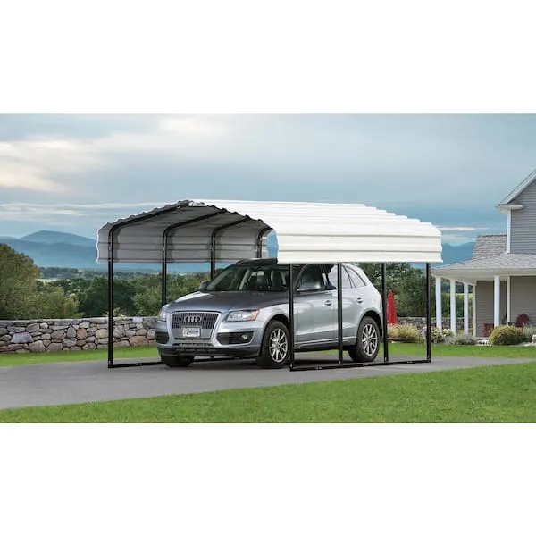 Arrow Steel Carport 10 x 15 x 7 ft. Galvanized Eggshell