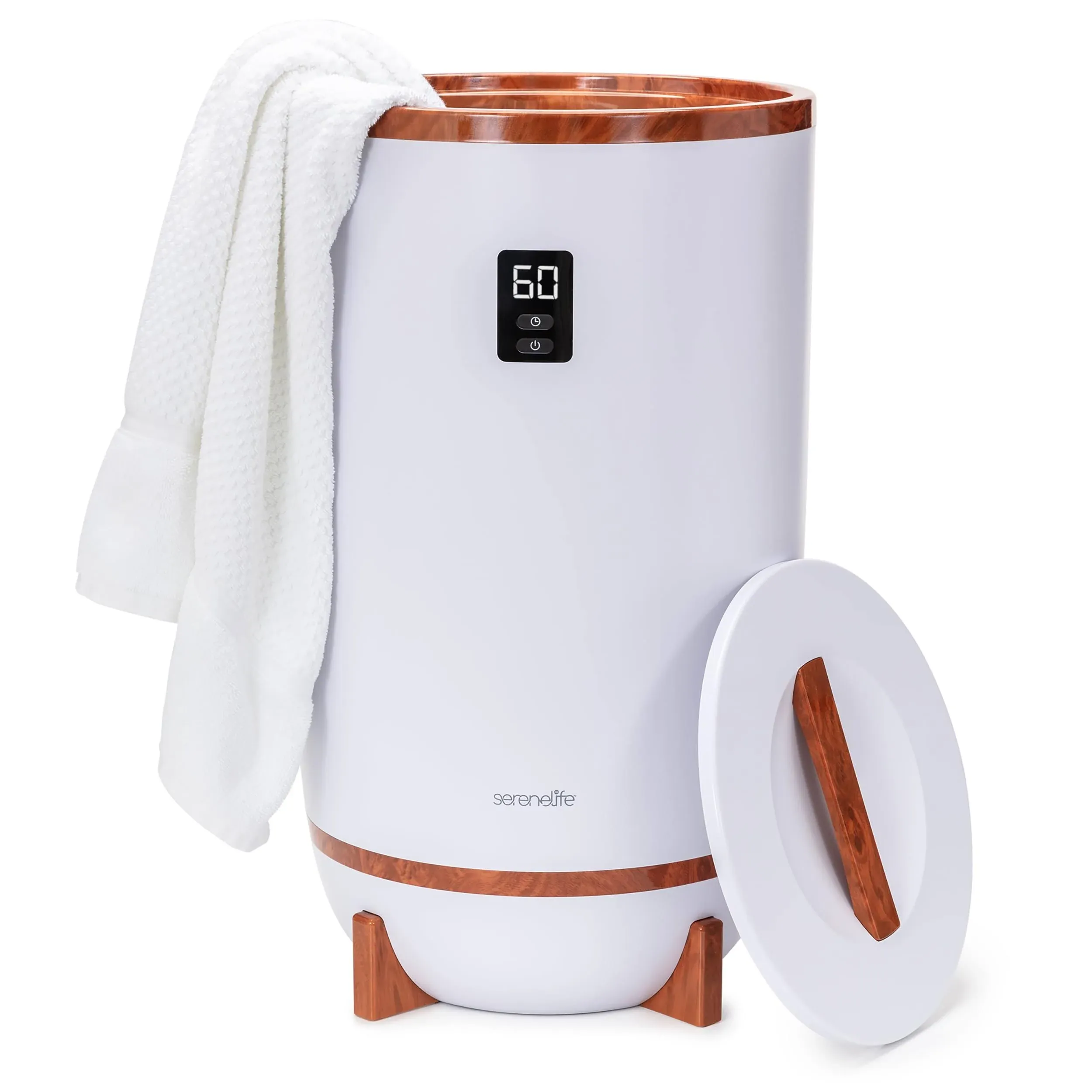 Serenelife Single Touch Towel and Blanket Warmer with Fragrant Disc Holder and LED Ring Red