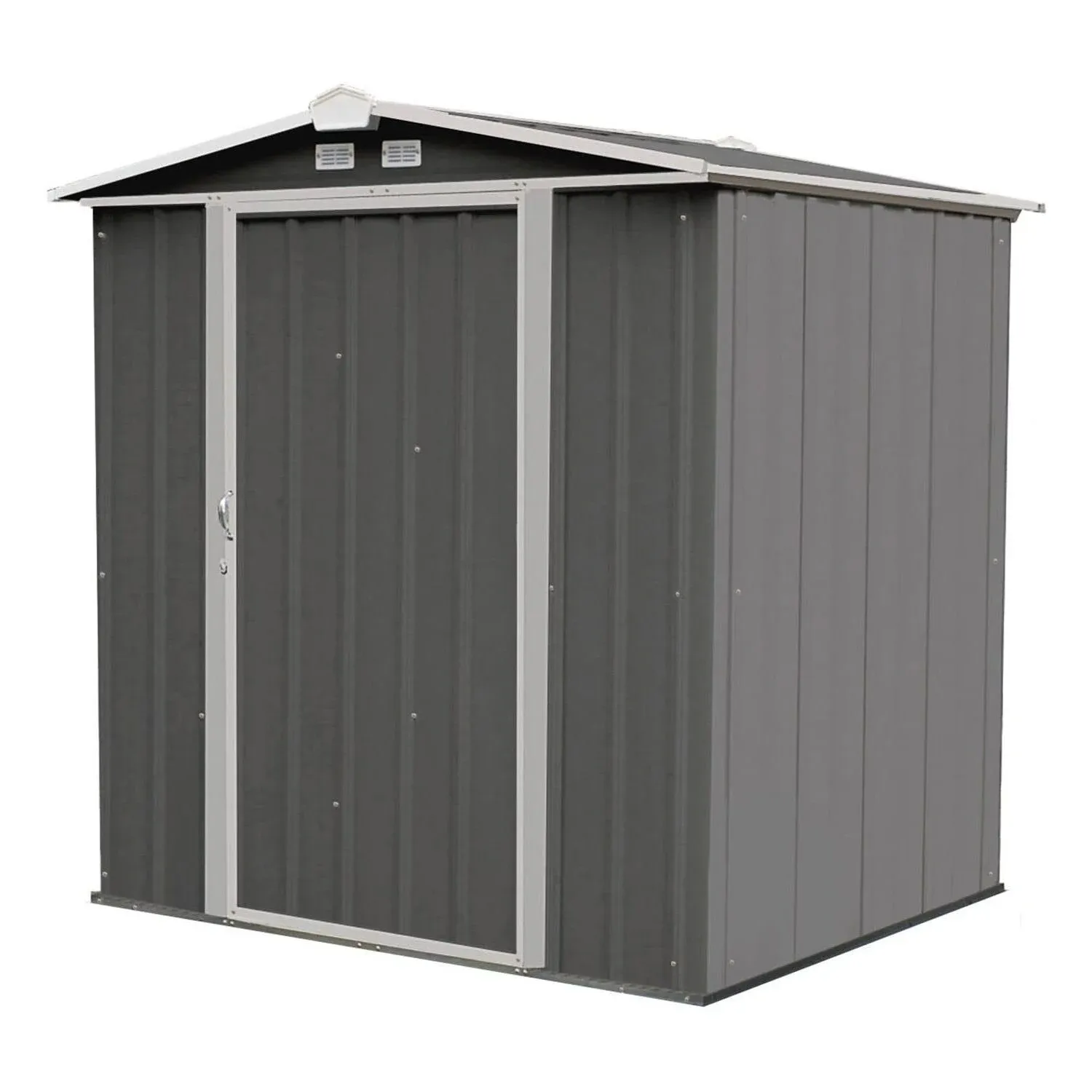 Arrow Ezee Steel Storage Shed 6 x 5 ft. Galvanized Low Gable Charcoal/Cream Trim