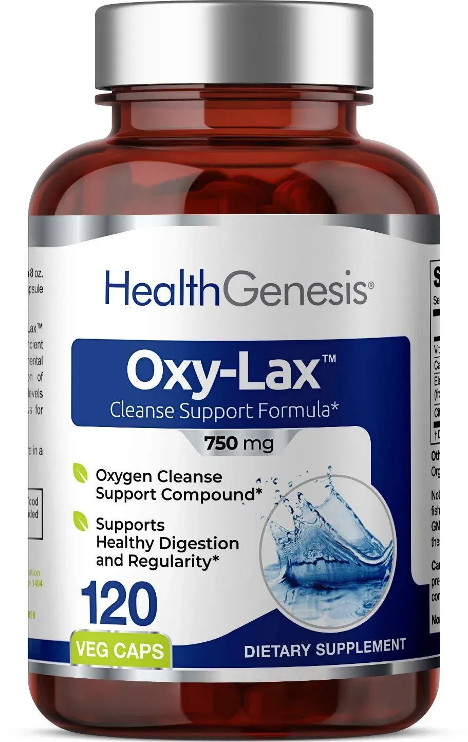 Oxy-Lax 750 mg 120 Vcaps - Natural Magnesium Oxide Oxygen Based Colon Cleanse Gentle Laxative Supports Healthy Digestive Tract Regularity