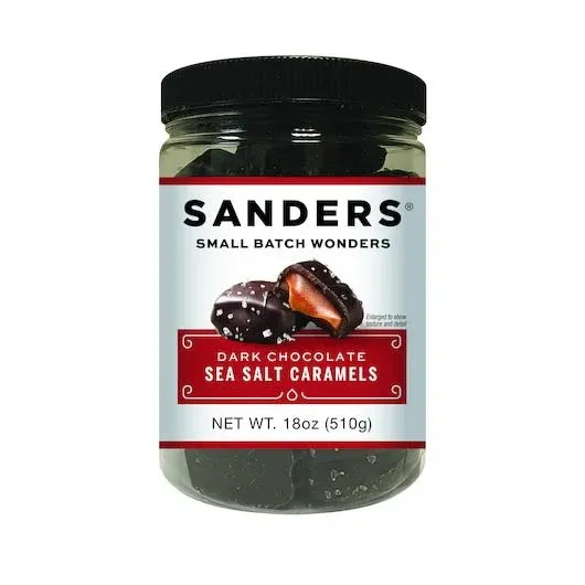 Sanders Original Small Batch Dark Chocolate Sea Salt Caramels Tub, 32 Oz