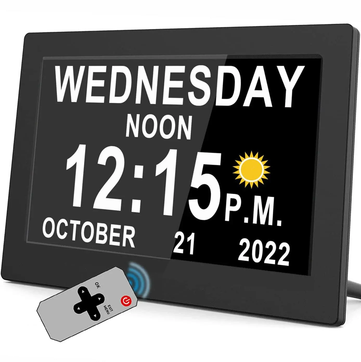 VFA Newest,dementia Clock with Auto DST & 15 Alarms, Day Clock with Sun/Moon ...