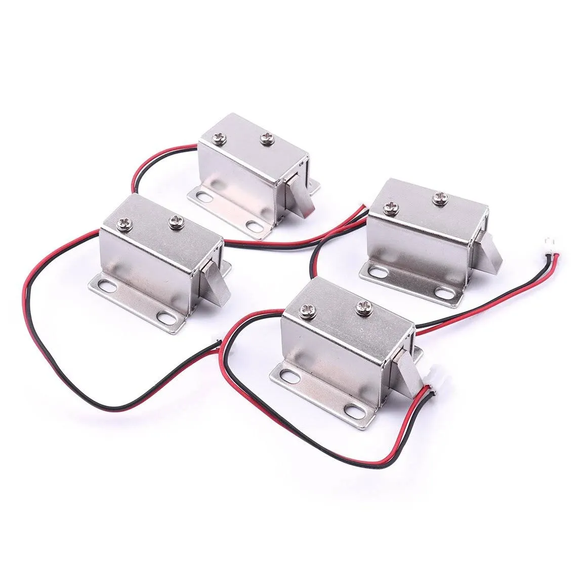 ATOPLEE Electromagnetic Solenoid Lock,4pcs Mini DC 12V 0.43A Door Drawer Tongue Down Slim Design Assembly Magnetic Lock for Cabinet Door Drawer,27X29X18mm