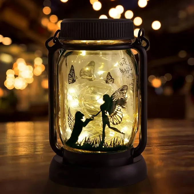 Fairy and Dog String Garden Lights,Gift for Mother/Grandma/Women and Every one ,Solar Lanterns Outdoor Waterproof, Fence Lights,lamp Decor,Whimsical Decor,Outdoor Lights,Solar Porch Powered Lights