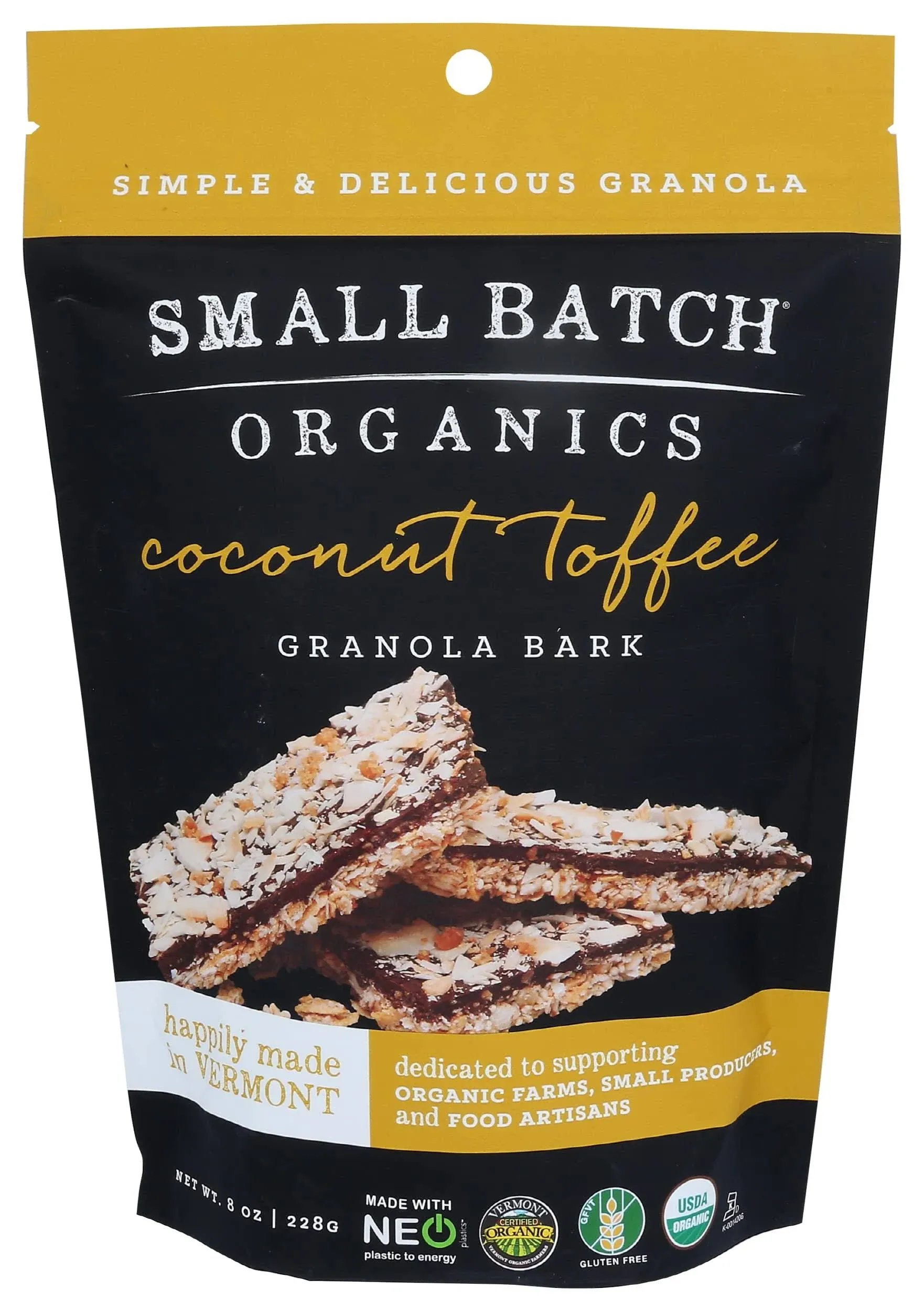 Small Batch ORGANICS: Coconut Toffee Granola Bark, 8 oz